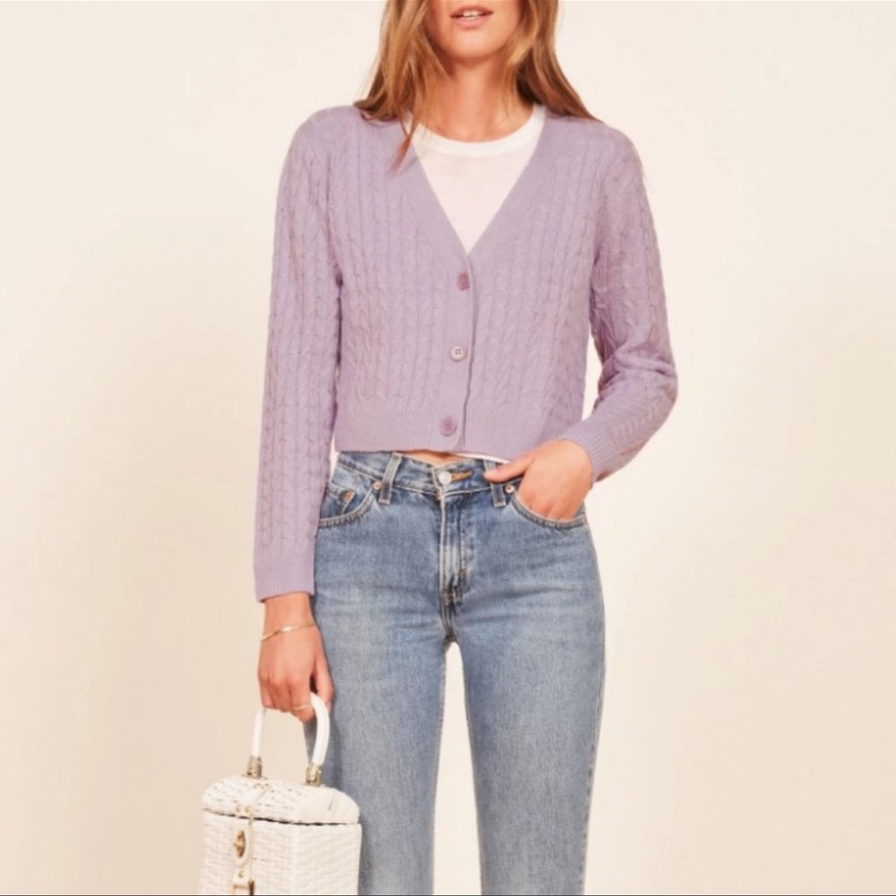 Reformation Linen Cable Knit Cardigan